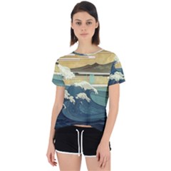 Sea Asia Waves Japanese Art The Great Wave Off Kanagawa Open Back Sport T-shirt by Cemarart