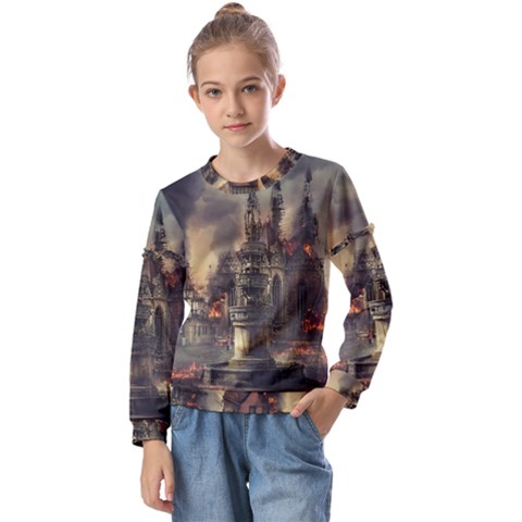 Braunschweig City Lower Saxony Kids  Long Sleeve T-shirt With Frill  by Cemarart