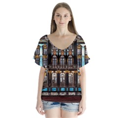 Catherine Spalace St Petersburg V-neck Flutter Sleeve Top by Cemarart