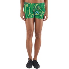 Golf Course Par Golf Course Green Yoga Shorts by Cemarart