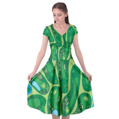 Golf Course Par Golf Course Green Cap Sleeve Wrap Front Dress by Cemarart