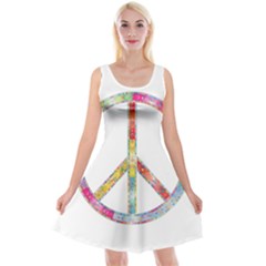 Flourish Decorative Peace Sign Reversible Velvet Sleeveless Dress by Cemarart