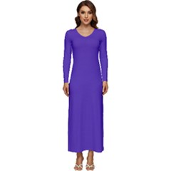 Ultra Violet Purple Long Sleeve Longline Maxi Dress by bruzer