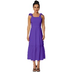 Ultra Violet Purple Tie-strap Tiered Midi Chiffon Dress by bruzer