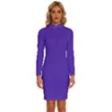 Ultra Violet Purple Long Sleeve Shirt Collar Bodycon Dress View1