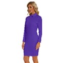 Ultra Violet Purple Long Sleeve Shirt Collar Bodycon Dress View2