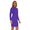 Ultra Violet Purple Long Sleeve Shirt Collar Bodycon Dress View3