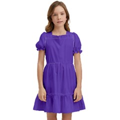 Ultra Violet Purple Kids  Puff Sleeved Dress by Patternsandcolors