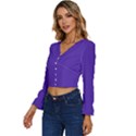 Ultra Violet Purple Long Sleeve V-Neck Top View2