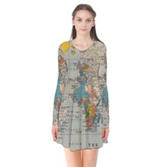 Golf Course Par Green Long Sleeve V-neck Flare Dress by Proyonanggan