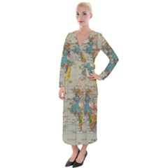 Iceland Aurora Borealis Velvet Maxi Wrap Dress by Proyonanggan