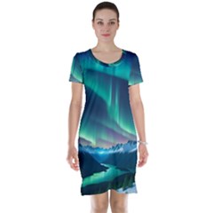 Aurora Borealis Short Sleeve Nightdress by Ndabl3x