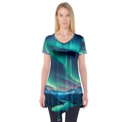 Aurora Borealis Short Sleeve Tunic  by Ndabl3x