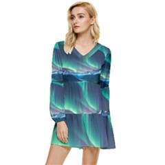 Aurora Borealis Tiered Long Sleeve Mini Dress by Ndabl3x