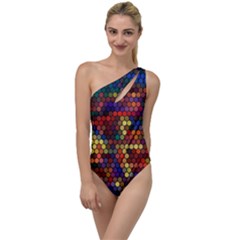 Hexagon Honeycomb Pattern Design To One Side Swimsuit by Ndabl3x