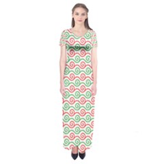 Pattern Flowers Geometric Short Sleeve Maxi Dress by Ndabl3x