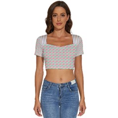 Mosaic Hexagon Honeycomb Short Sleeve Square Neckline Crop Top  by Ndabl3x