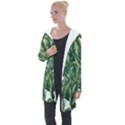 Green banana leaves Longline Hooded Cardigan View1