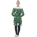 Green banana leaves Longline Hooded Cardigan View2