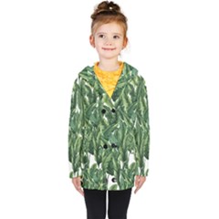 Green Banana Leaves Kids  Double Breasted Button Coat by goljakoff