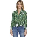 Green banana leaves Women s Long Sleeve Revers Collar Cropped Jacket View1