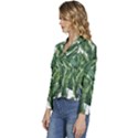 Green banana leaves Women s Long Sleeve Revers Collar Cropped Jacket View2