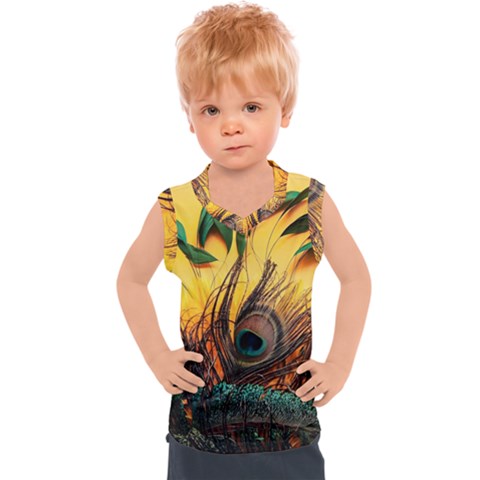 City Light Sky Landmark Painting Kids  Sport Tank Top by Cemarart