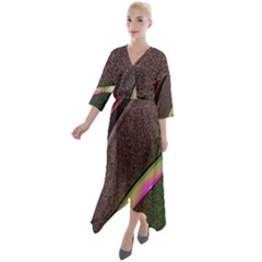 Circle Colorful Shine Line Pattern Geometric Quarter Sleeve Wrap Front Maxi Dress by Proyonanggan