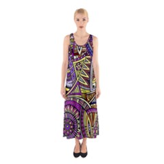 Violet Paisley Background, Paisley Patterns, Floral Patterns Sleeveless Maxi Dress by nateshop