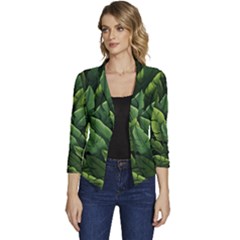 Green Leaves Women s Casual 3/4 Sleeve Spring Jacket by goljakoff