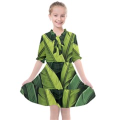 Banana Leaves Pattern Kids  All Frills Chiffon Dress by goljakoff