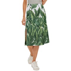 Tropical Leaves Midi Panel Skirt by goljakoff