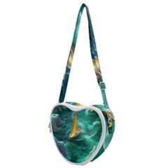 Dolphin Swimming Sea Ocean Heart Shoulder Bag by Cemarart