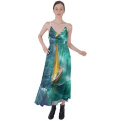 Dolphin Swimming Sea Ocean Tie Back Maxi Dress by Cemarart