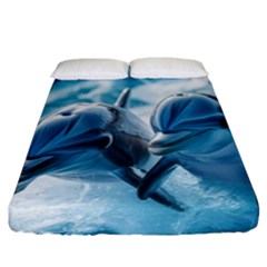 Dolphin Swimming Sea Ocean Fitted Sheet (california King Size) by Cemarart