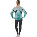 Dolphin Sea Ocean Off Shoulder Long Sleeve Velour Top View2