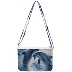 Dolphins Sea Ocean Water Double Gusset Crossbody Bag by Cemarart