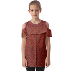 Hexagon Motif Geometric Tribal Style Pattern Fold Over Open Sleeve Top by dflcprintsclothing