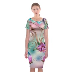 Love Amour Butterfly Colors Flowers Text Classic Short Sleeve Midi Dress by Grandong