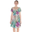 Love Amour Butterfly Colors Flowers Text Short Sleeve Bardot Dress View1