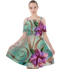 Love Amour Butterfly Colors Flowers Text Cut Out Shoulders Chiffon Dress by Grandong