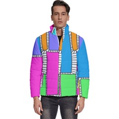 Shapes Texture Colorful Cartoon Men s Puffer Bubble Jacket Coat by Cemarart