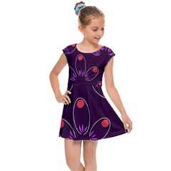 Pattern Petals Dots Print Seamless Kids  Cap Sleeve Dress by Cemarart