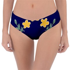 Doodle Flower Leaves Plant Design Reversible Classic Bikini Bottoms by Cemarart