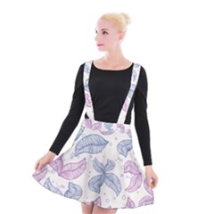 Leaves Line Art Background Suspender Skater Skirt by Cemarart