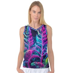 Spring Flower Neon Wallpaper Women s Basketball Tank Top by Cemarart