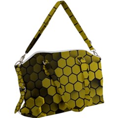 Yellow Hexagons 3d Art Honeycomb Hexagon Pattern Canvas Crossbody Bag by Cemarart