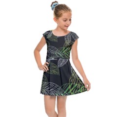 Leaves Floral Pattern Nature Kids  Cap Sleeve Dress by Cemarart