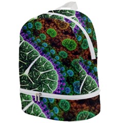 Digital Art Fractal Abstract Artwork 3d Floral Pattern Waves Vortex Sphere Nightmare Zip Bottom Backpack by Cemarart