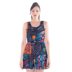 Wallet City Art Graffiti Scoop Neck Skater Dress by Bedest